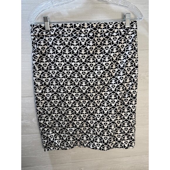 J. Crew Black & White Geometric Print Pencil Skirt Size 4‎ - Picture 5 of 8